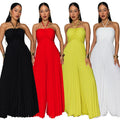 C7735 cross-border    new women's summer vacation style pleated wide-leg jumpsuit