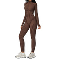 vertical striped stand-up collar jumpsuit half-zip all-in-one fitness suit for women high-intensity sports yoga suit