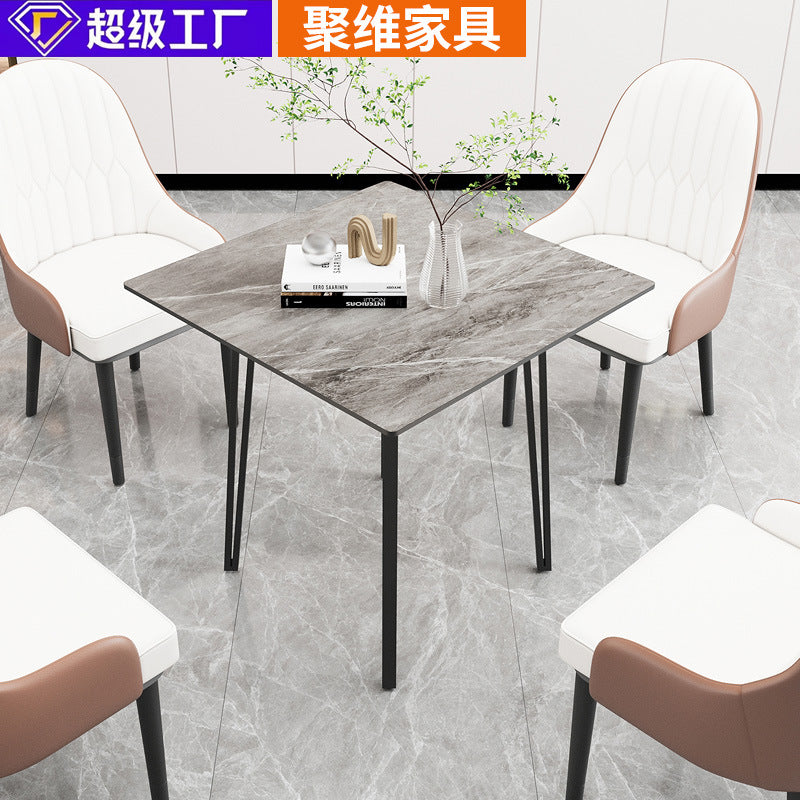 Customizable italian-style square coffee table, minimalist black dining table for small spaces, high-end luxury design, ideal for meetings and conversations