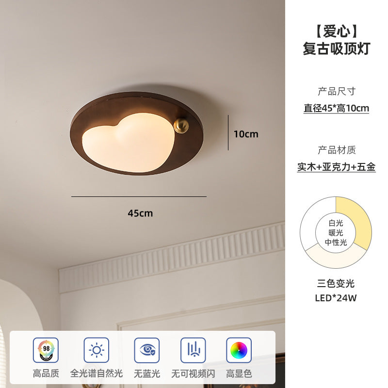 Wabi Sansan wind walnut color ceiling light Japanese retro cloud master bedroom study light medium antique children's room star light