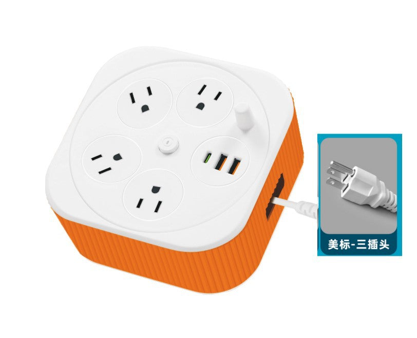 110v power strip travel adapter with usb ports - portable, retractable, us plug extension cord
