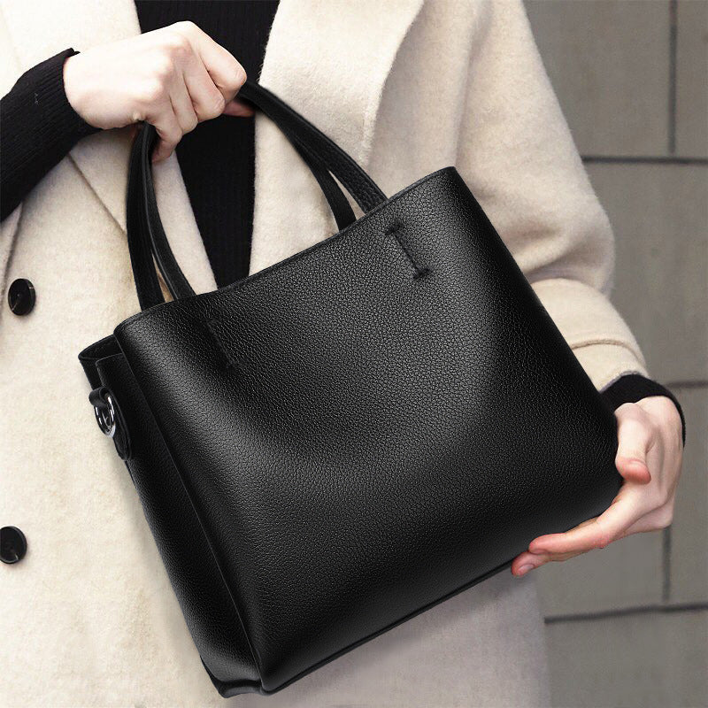 Soft leather women's handbag women's 2025 new versatile first-layer cowhide women's bag casual large-capacity shoulder bag
