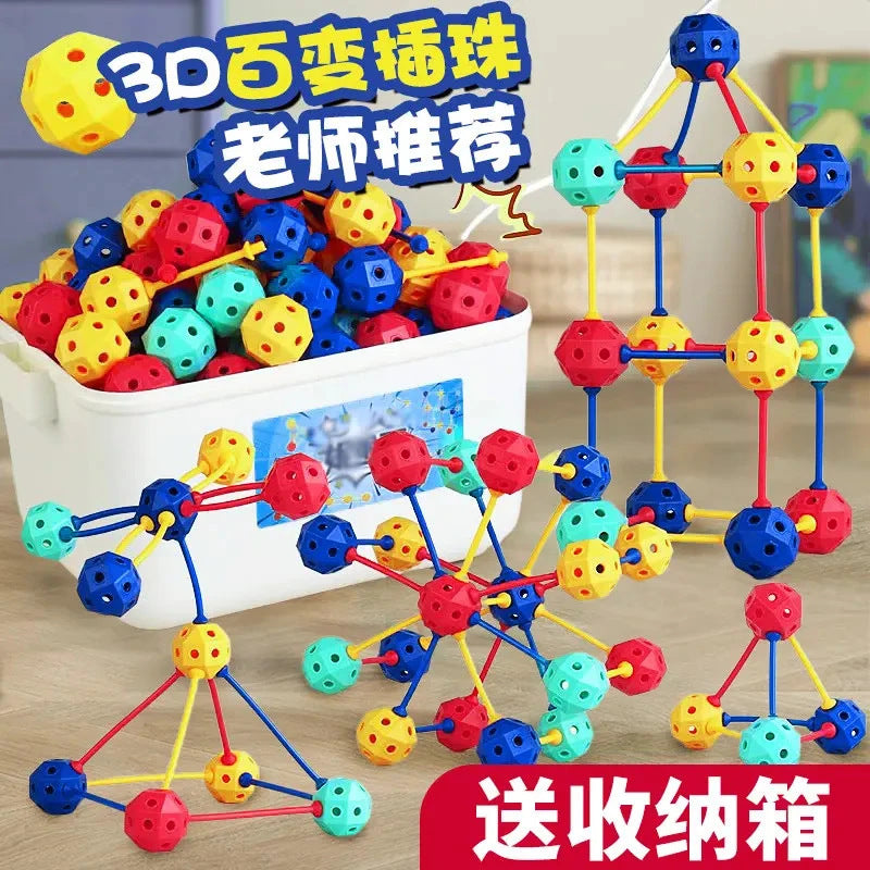 Spatial geometry builder - children's diy creative interlocking puzzle, shape recognition educational toy, hands-on skills development, versatile bead maze