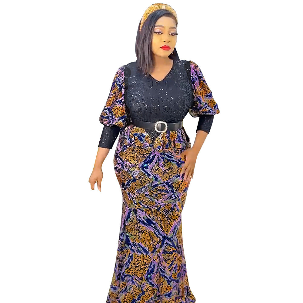 African plus size women's clothing  new european and american foreign trade  hot selling dress christmas party evening gown
