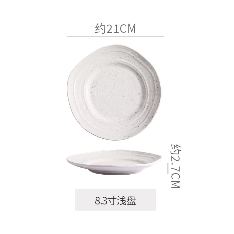 Minimalist blue and white polka dot ceramic bowls, plates, and dishes - perfect for home, restaurant, western cuisine, steak, high-end hotel, and unique dessert presentation