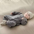 Men's and women's long sleeves baby outing clothes rompers fall and winter baby heattech jumpsuit cartoon fleece-lined khaki kids clothes