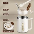 304 stainless steel mug with lid - stylish coffee cup for men and women, tea mug, dorm room water cup with straw and spoon