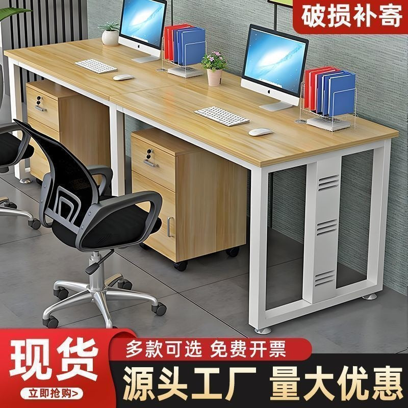 Single person office computer desk - minimalist modern office employee workstation desk and chair set - home office desk - simple executive desk