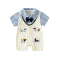 Baby clothes summer thin section new arrivalk-style newborn baby boy one-piece fake two-piece super cute khaki