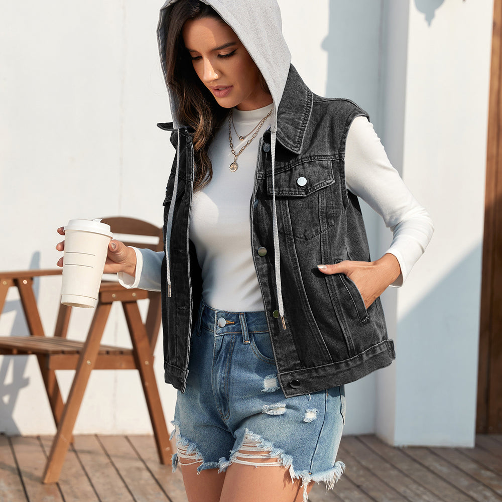 Fashion cross-border export independent station  new washed classic style denim vest waistcoat tops for women