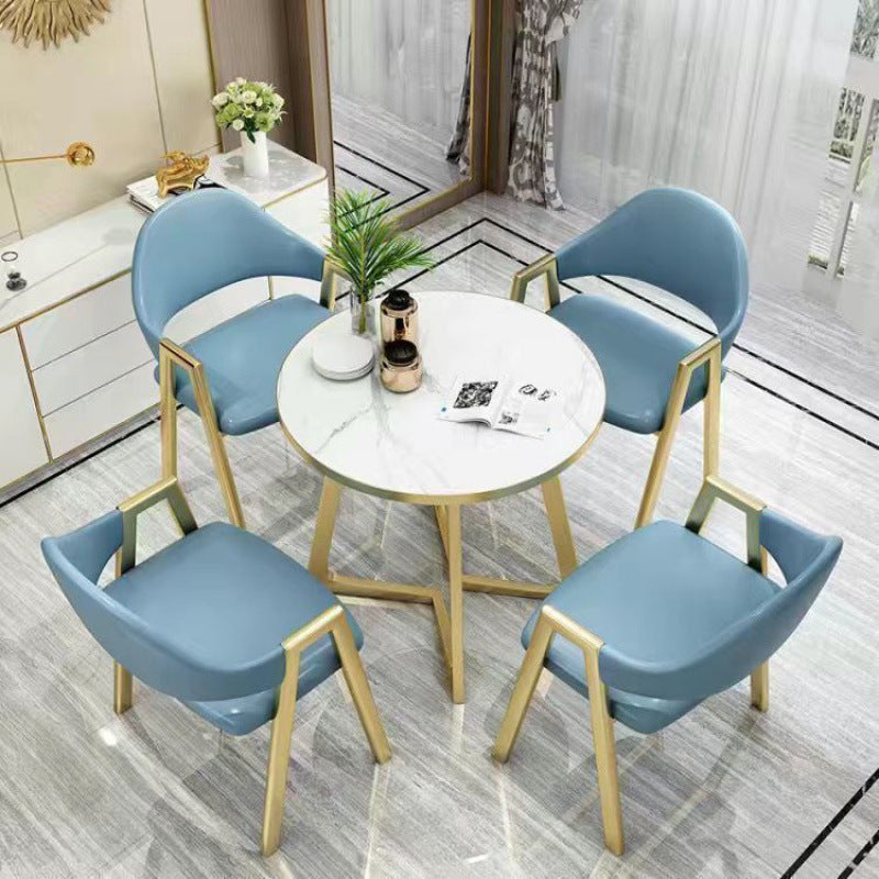 Nordic light luxury negotiation table and chair set - modern minimalist coffee shop/milk tea shop small round table for sales centers and casual reception areas