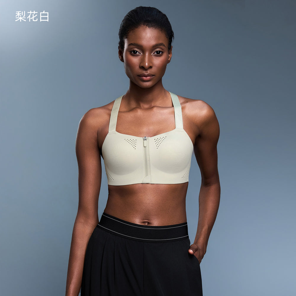 Front zipper integrated cup shockproof sports bra women's adjustable straps beautiful back yoga bra anti-sagging d25117