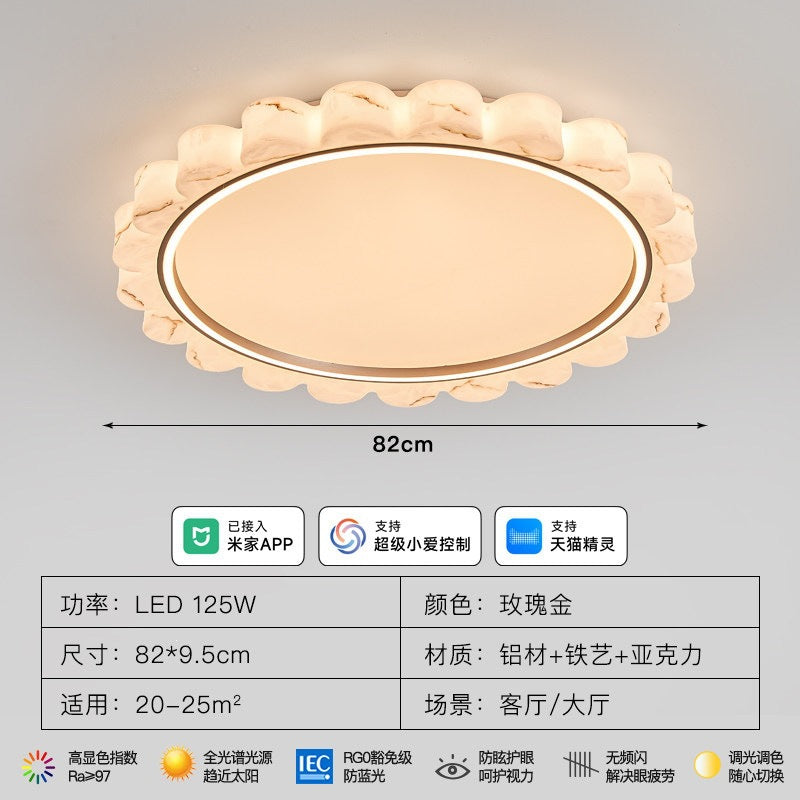 Modern minimalist cloud marble ceiling light for bedroom, smart eye-caring study lamp, led high-end room lighting fixture