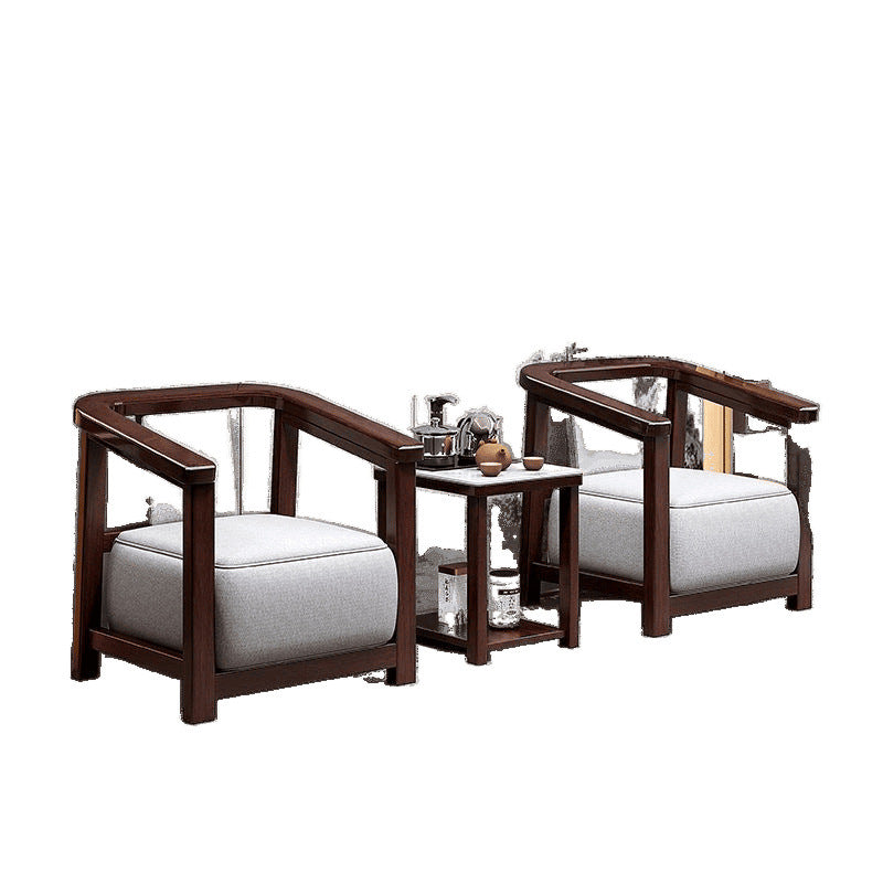 Black walnut all solid wood new Chinese solid wood leisure chair three-piece balcony coffee table small reception chair cp