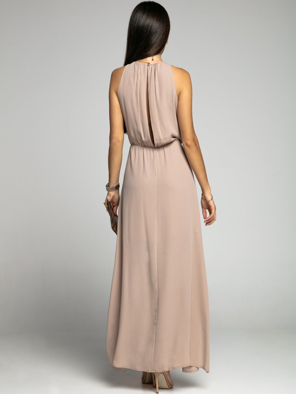independent station hot sale,  backless turtleneck sleeveless waist dress, floor-to-ceiling long dress women