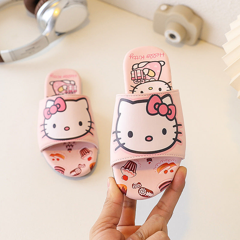 Ready-to-ship summer girls' indoor/outdoor slippers & sandals - comfortable casual shoes with bow detail for little girls (sizes for mid-to-large children)