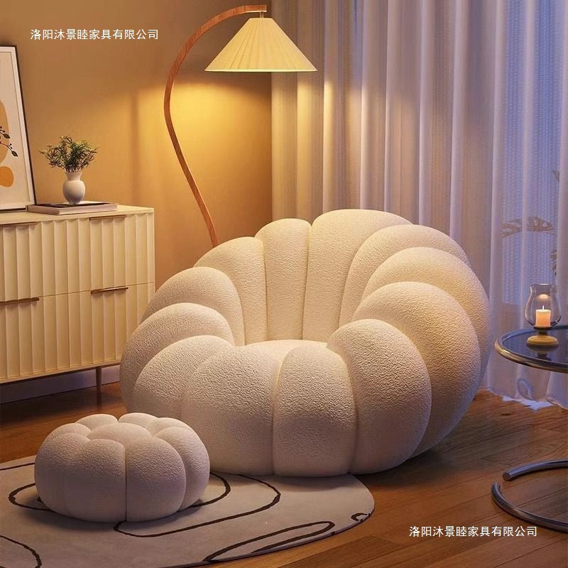 Cream style lazy sofa can lie down and sleep pumpkin sofa chair casual chair cashmere fabric sofa single sofa