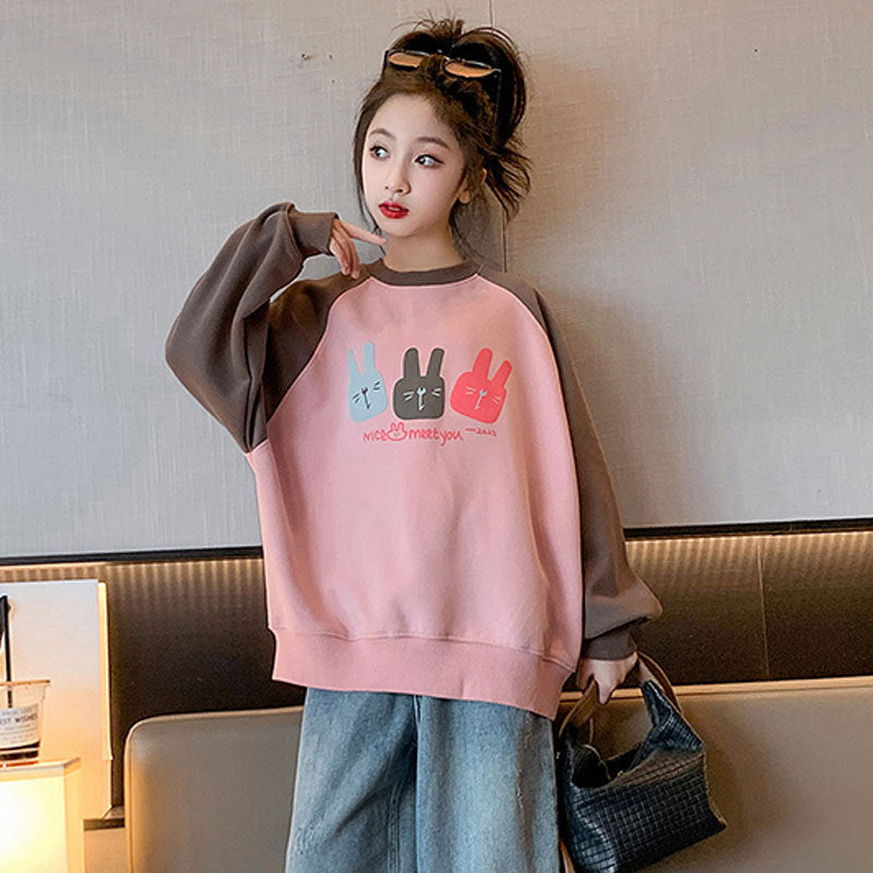 Girls' fall sweatshirt  new trendy girl casual long sleeve top spring/autumn big kids versatile top