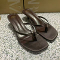 Za new 2025 summer french square toe high heel thong sandals - open toe, open back, fashion sandals for women