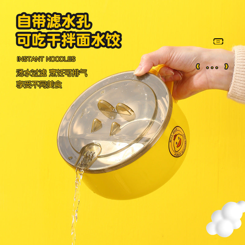 304 stainless steel instant noodle bowl student rice bowl with lid yellow duck water filter bowl large capacity dormitory lunch box 6 yuan gift