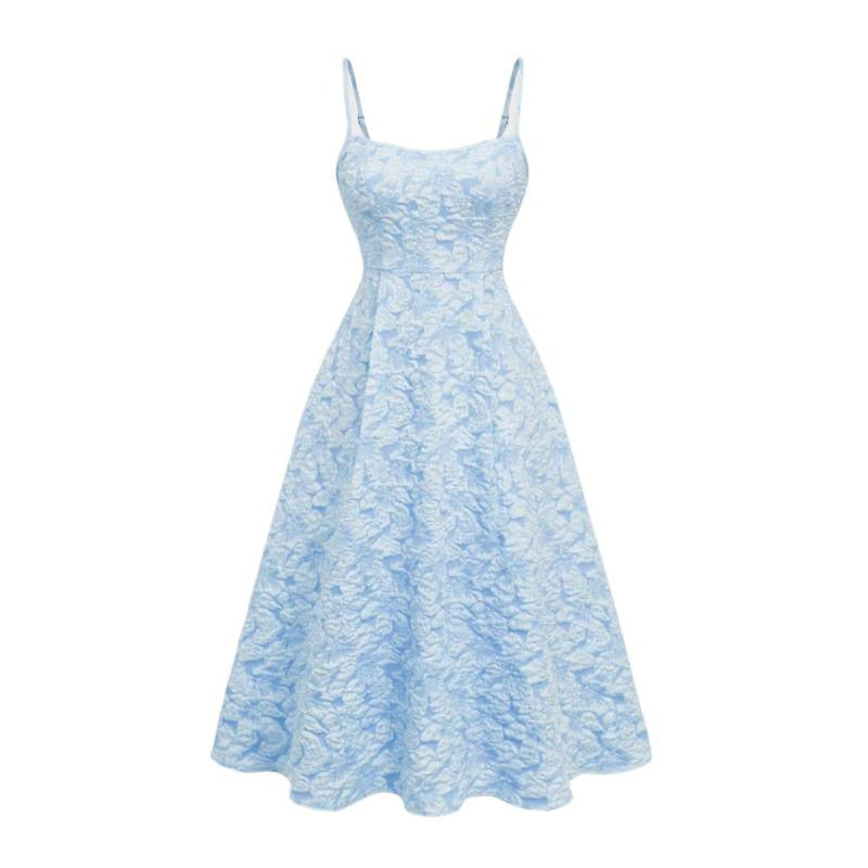 cross-border fashion summer pure desire style socialite women's sling style one-shoulder princess dress dress