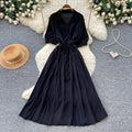 Light mature style single-breasted shirt short-sleeved dress for women summerk-style strap waist slimming lookelegant long skirt work clothing