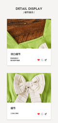 girltwo-piece set fruit green square collar topsbowspleated hem bell pants kids pantssuit