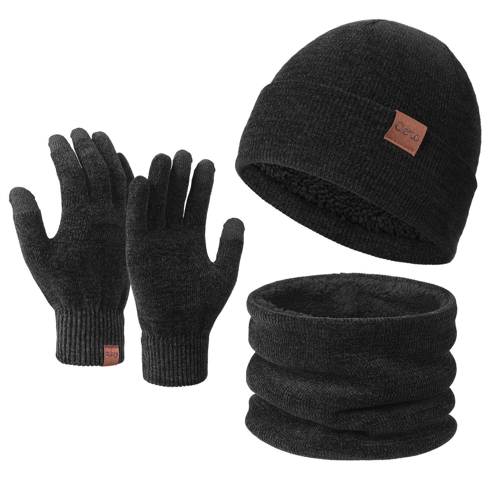 Cross-border knitted hat, scarf, gloves three-piece set, adult autumn and winter cold-proof and warm hat, scarf gift box set