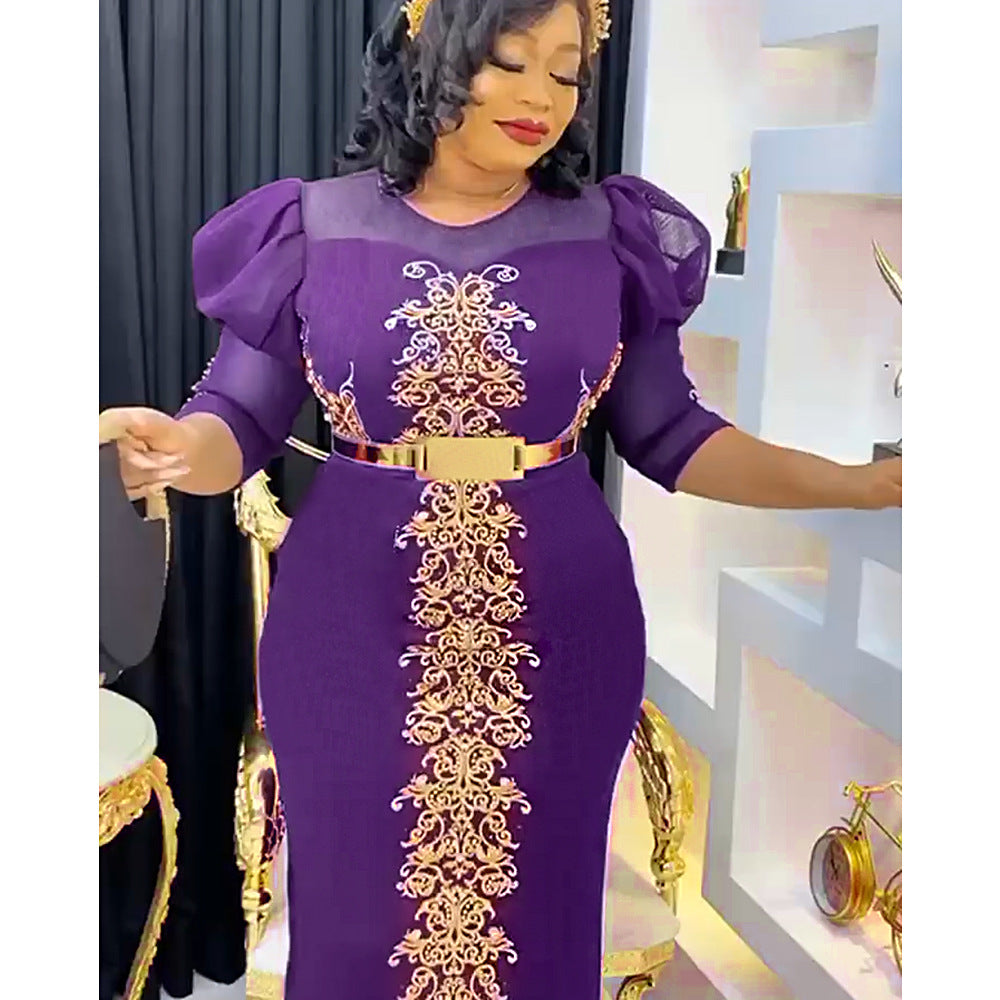 European and american clothing african     christmas hot-selling rhinestone party dress