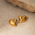 Heart-shaped stainless steel titanium steel plated 18k gold heart-shaped peach heart texture liquid love earrings earrings earrings earrings