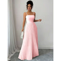 Amazon european goods summer fashion elegant solid color pleated waist-defining long slip dress