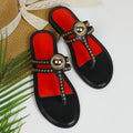 2025 new summer bohemian sandals women's wedge heel metal studded fairy versatile flat beach sandals