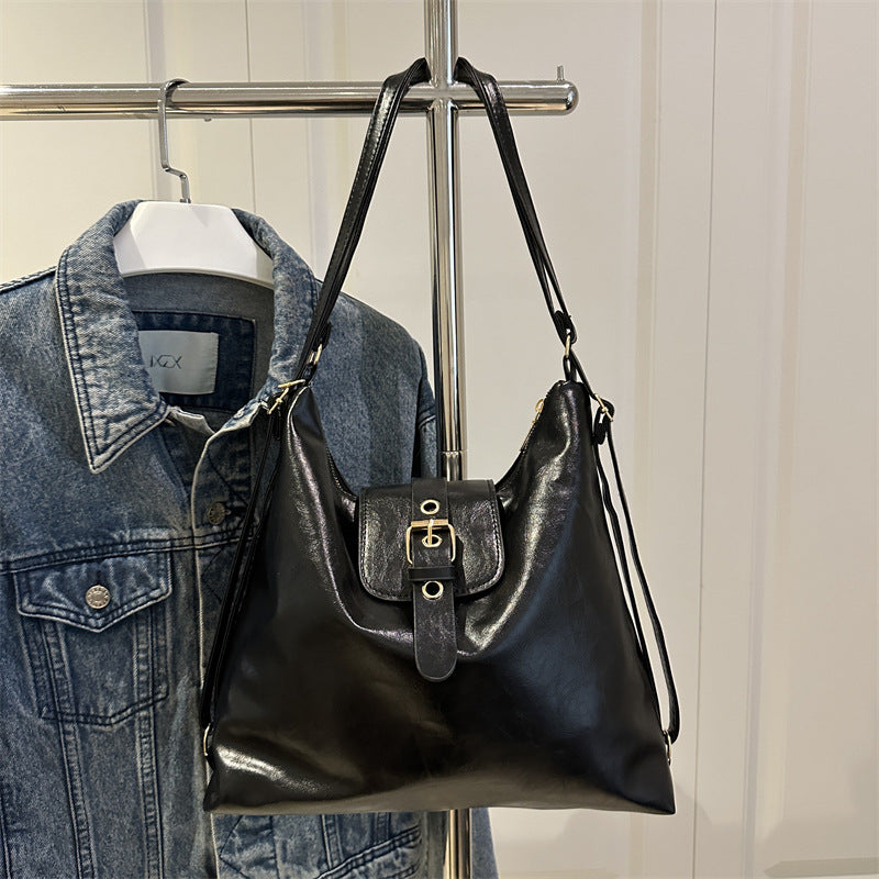 Simple retro large-capacity bag women's 2025 spring new shoulder bag fashion trend foreign commuter tote bag