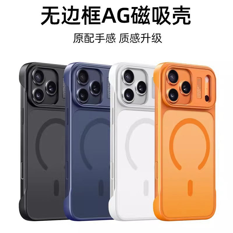 Frameless pc compatible apple iphone 17 magnetic luxury european & american style 17 pro max instant phone case upgrade
