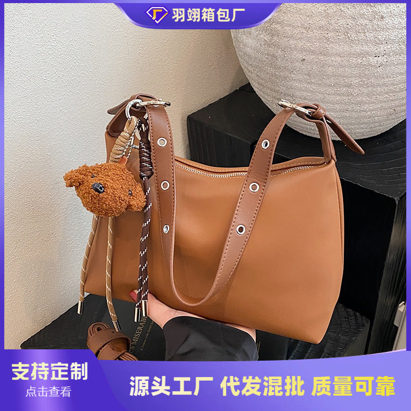 Cross-border high-end simple solid color underarm small square bag women's new fashion anti-splashing bag casual shoulder bag bag