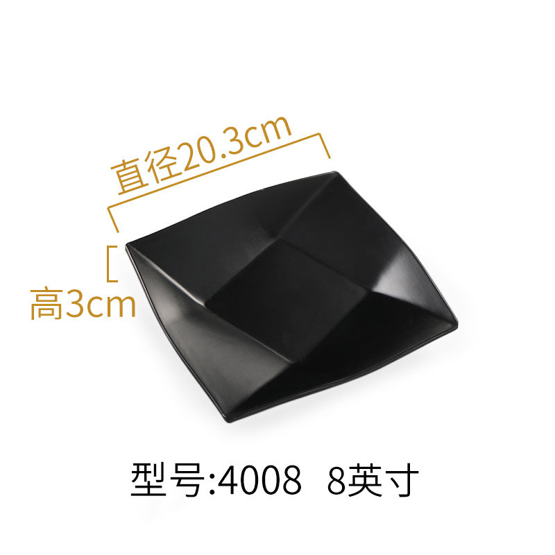 Melamine black tableware plastic dish imitation porcelain dinner plate cold dish plate barbecue hot pot plate barbecue restaurant plate commercial