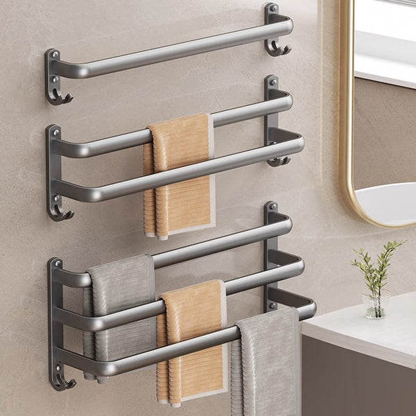 Towel rack No punching toilet Wall-mounted bathroom Towel hanging rod Space aluminum bathroom Toilet storage rack
