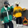 Boys' fall/winter fleece-lined activewear set: trendy sweatshirt and pants for boys, new  styles for older kids, stylish and modern