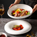 Scandinaviancasual style pure white ceramic salad bowl for home cold dish western food plate hotel business ceramic dessert pasta bowl