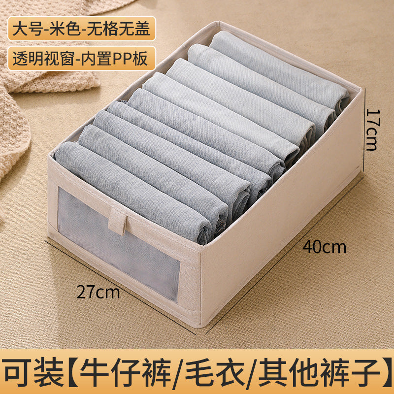 Fabric windowable cotton and linen storage box wardrobe storage finishing large clothes storage box toys foldable wholesale