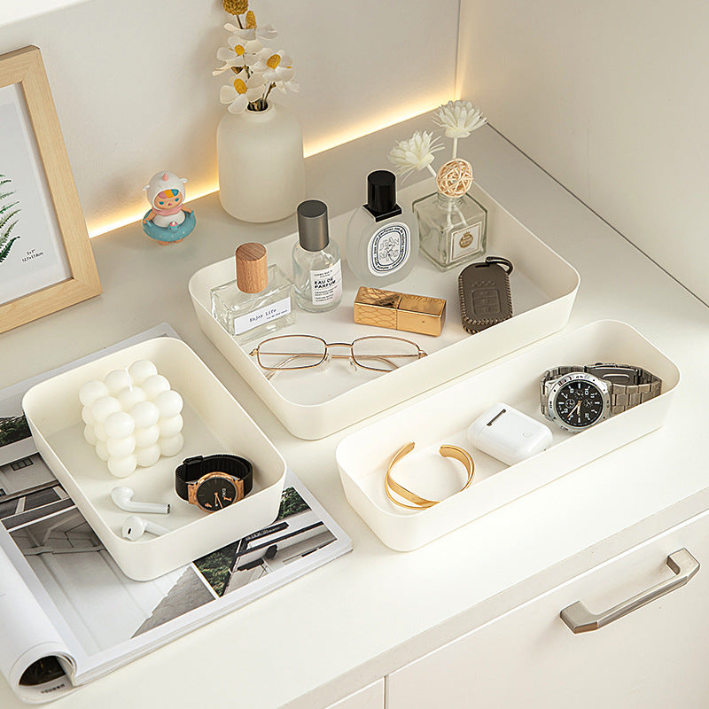 Entry entrance storage box Square plastic box Desktop uncovered earphone key Perfume finishing storage box can be stacked