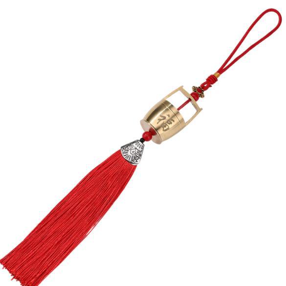 A bucket of gold car pendant retro brass car hanging lion painted car rearview mirror high-end car interior decoration pendant
