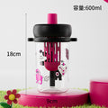 Cute cartoon straw cup - portable, leak-proof, and perfect for students and kids. ideal for indoor and outdoor use. transparent and easy to carry