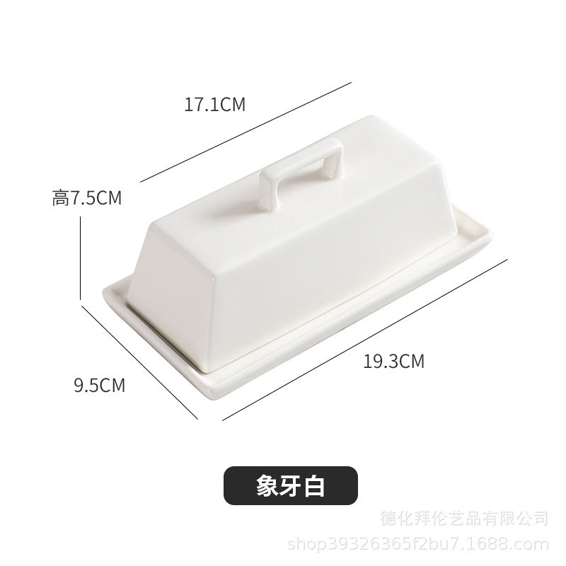 Minimalist ceramic butter dish with lid - amazon butter dish, rectangular butter tray, cheese & butter box