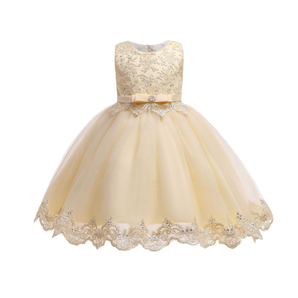 Plus size children's formal dress with rhinestone and lace detail - princess style for girls, perfect for piano recitals and special occasions