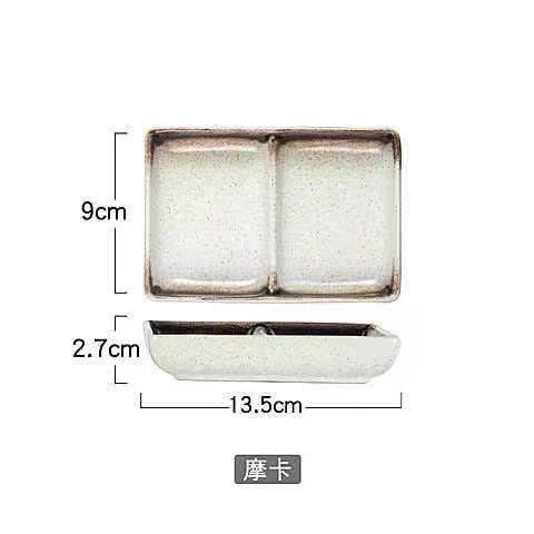 Japanese-style ceramic three-compartment dish - sauce, snack, and vegetable plate - rectangular sushi plate - restaurant-grade wholesale from manufacturer