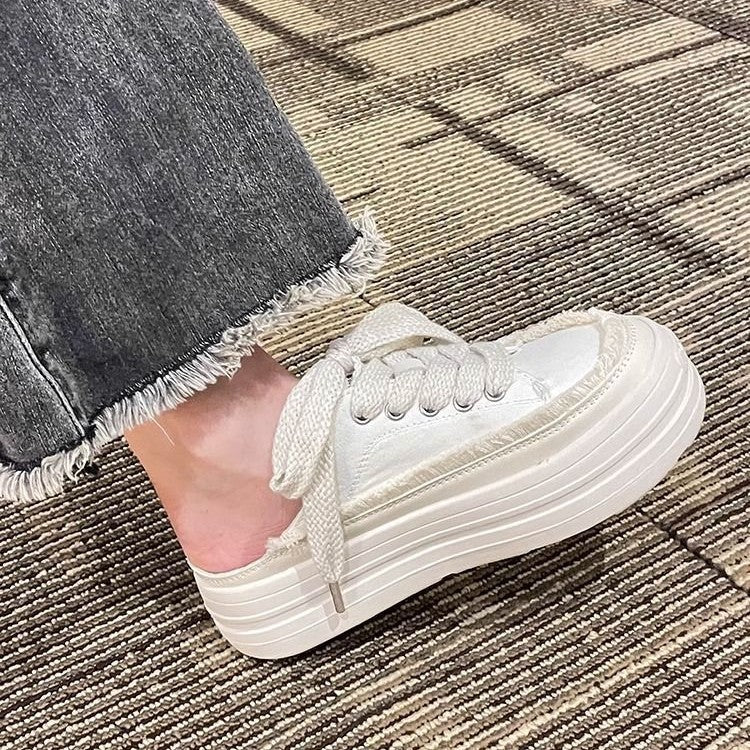 ins Korean version of dad shoes women's 2023 summer new student platform sports shoes women's casual bag head canvas half drag