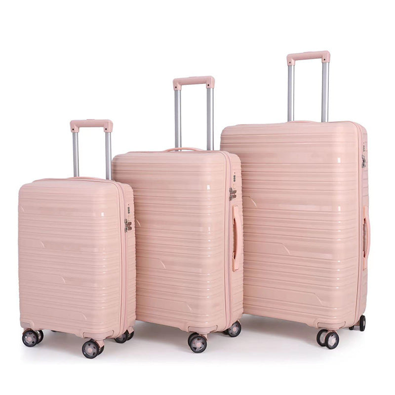 PP zipper box  set three sets of four trolley case sinking handle sinking lock color scheme explosion-proof rag factory wholesale