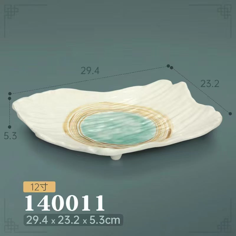 Melamine hot pot side dish plate beef plate imitation porcelain sushi plate korean style barbecue dish plate palace style hotel bowl and dish suit