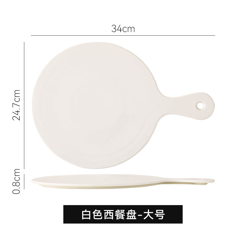Scandinavianins marble gold pattern ceramic high-looking tray western food steak plate classy handle plate